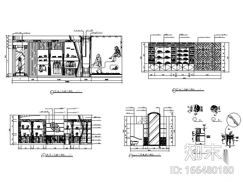 商场专柜店面立面图施工图下载【ID:166480180】