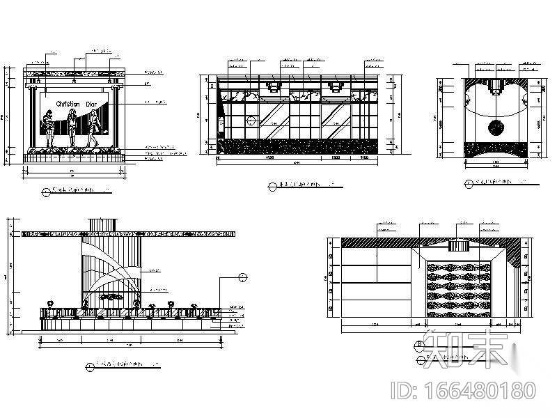 商场专柜店面立面图施工图下载【ID:166480180】