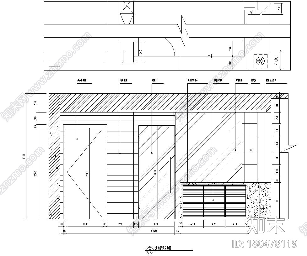 现代简约140㎡三室二厅二卫平层公寓施工图cad施工图下载【ID:180478119】