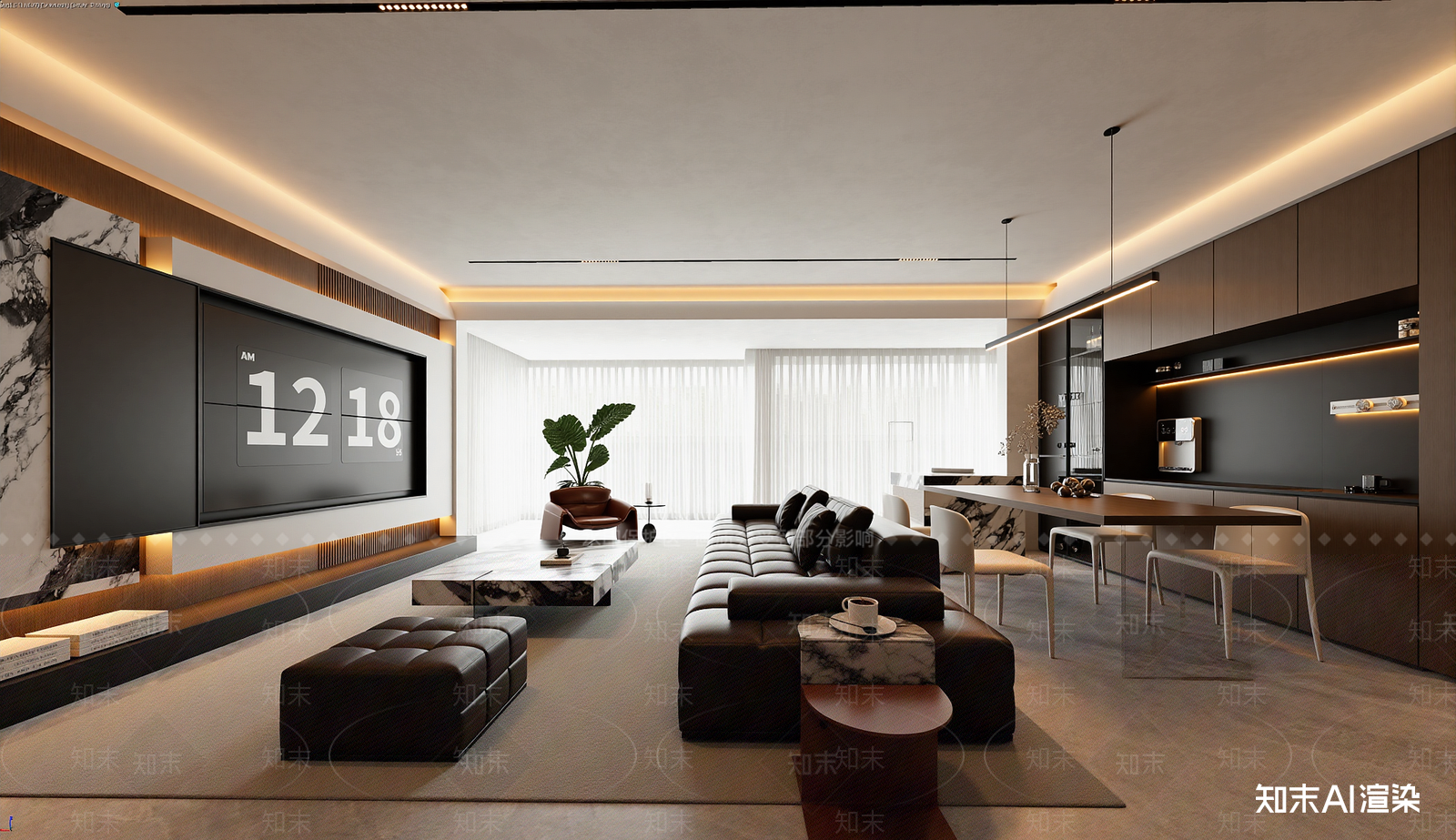 现代客餐厅3D模型下载【ID:1221643217】