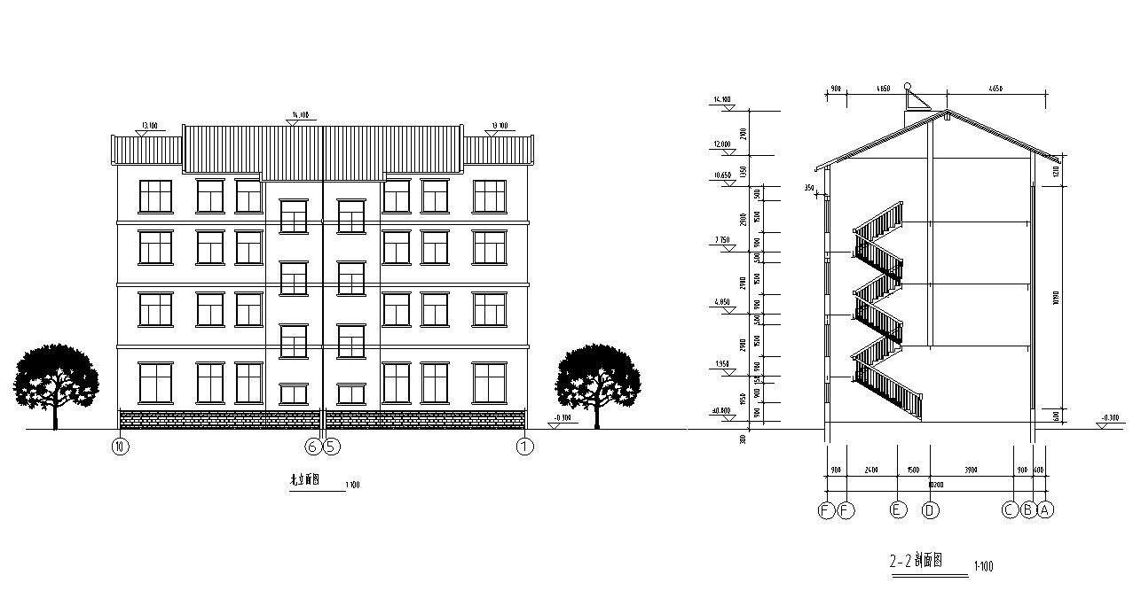 四层居住区现代风格别墅建筑设计（包含效果图+CAD）施工图下载【ID:168119148】