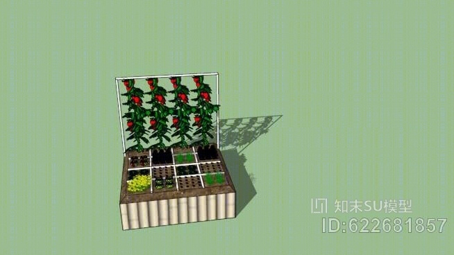 平方英尺花园或平方米花园-蔬菜和草本SU模型下载【ID:622681857】