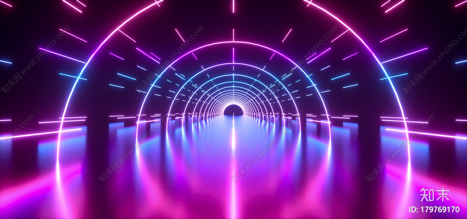 半圆霓虹灯通道CG模型下载【ID:179769170】