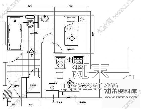 图块/节点VIP房平面图施工图下载【ID:832280799】