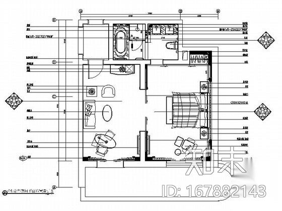 豪华套间D型客房装修施工图施工图下载【ID:167882143】