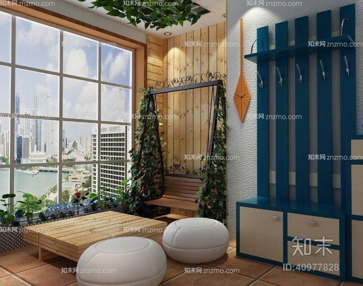 现代白色皮质沙发凳3D模型下载【ID:40977828】