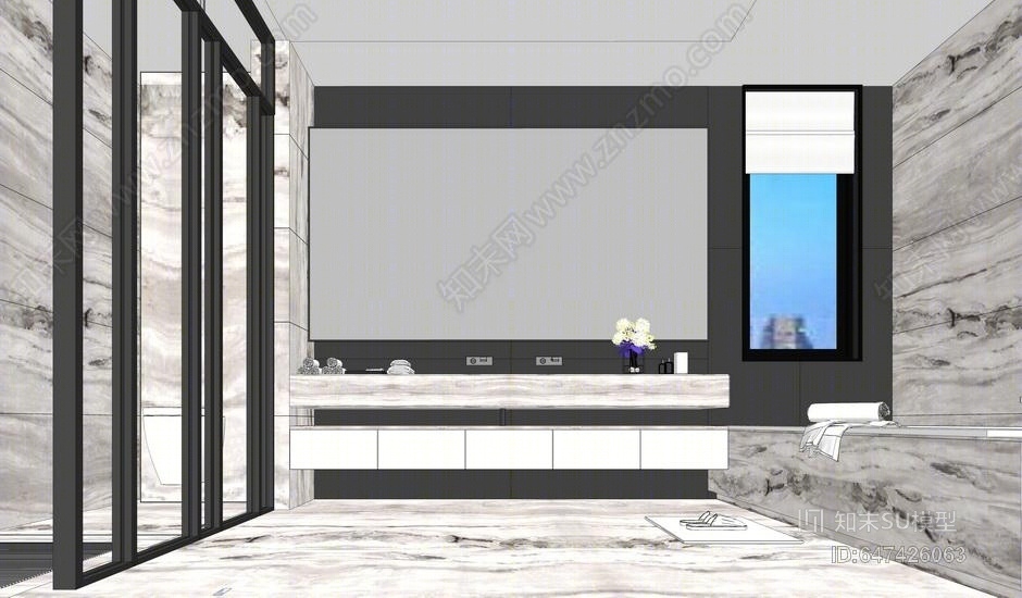现代卫生间SU模型下载【ID:647426063】