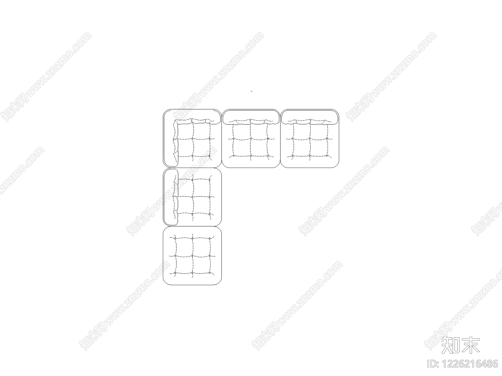 正反沙发组合cad施工图下载【ID:1226216486】