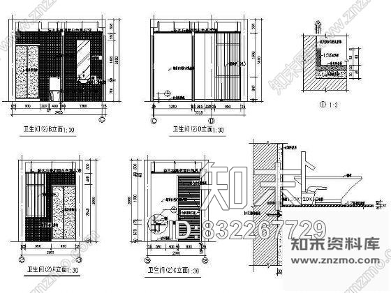 图块/节点别墅卫生间设计详图cad施工图下载【ID:832267729】