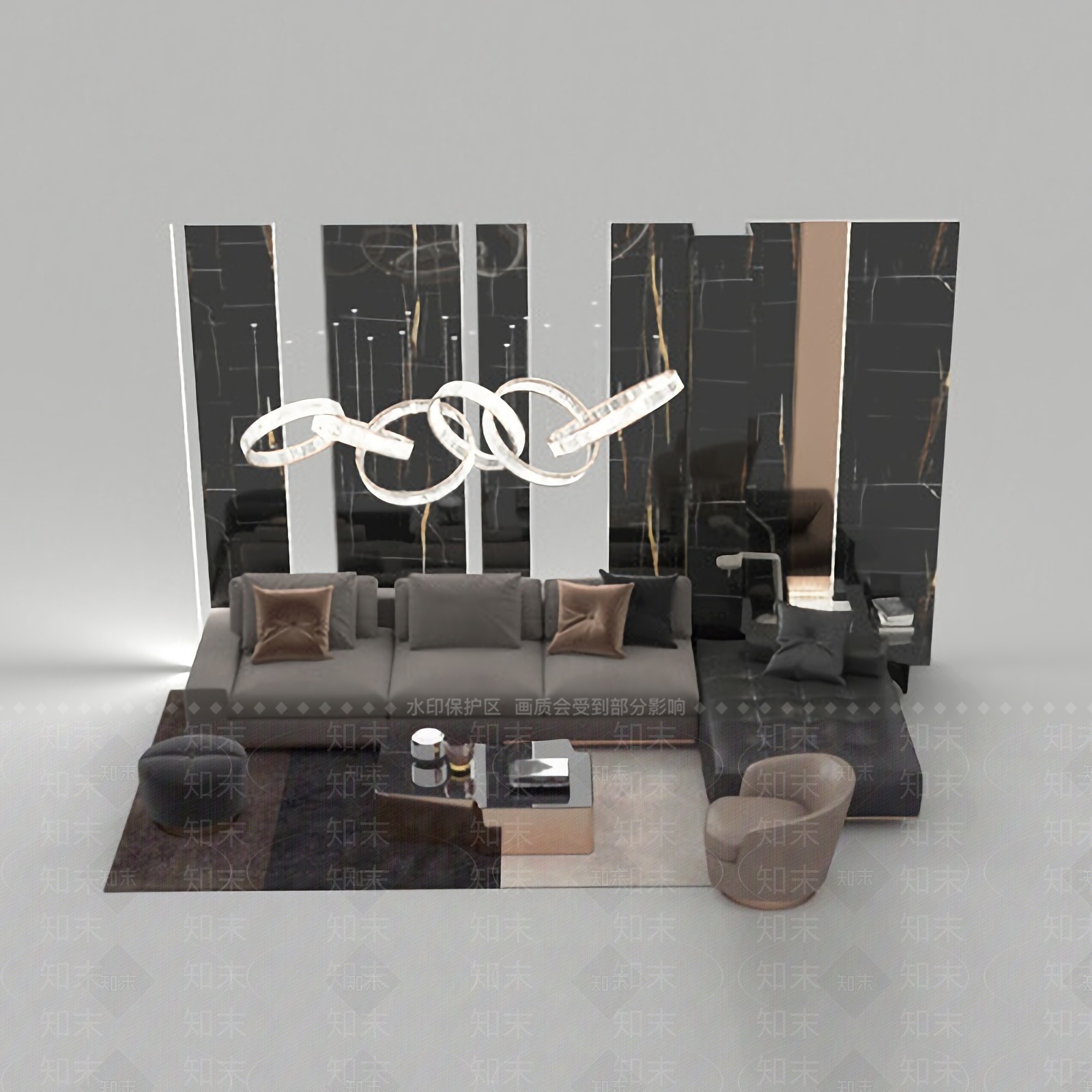 现代沙发茶几组合免费3D模型下载【ID:1123251537】