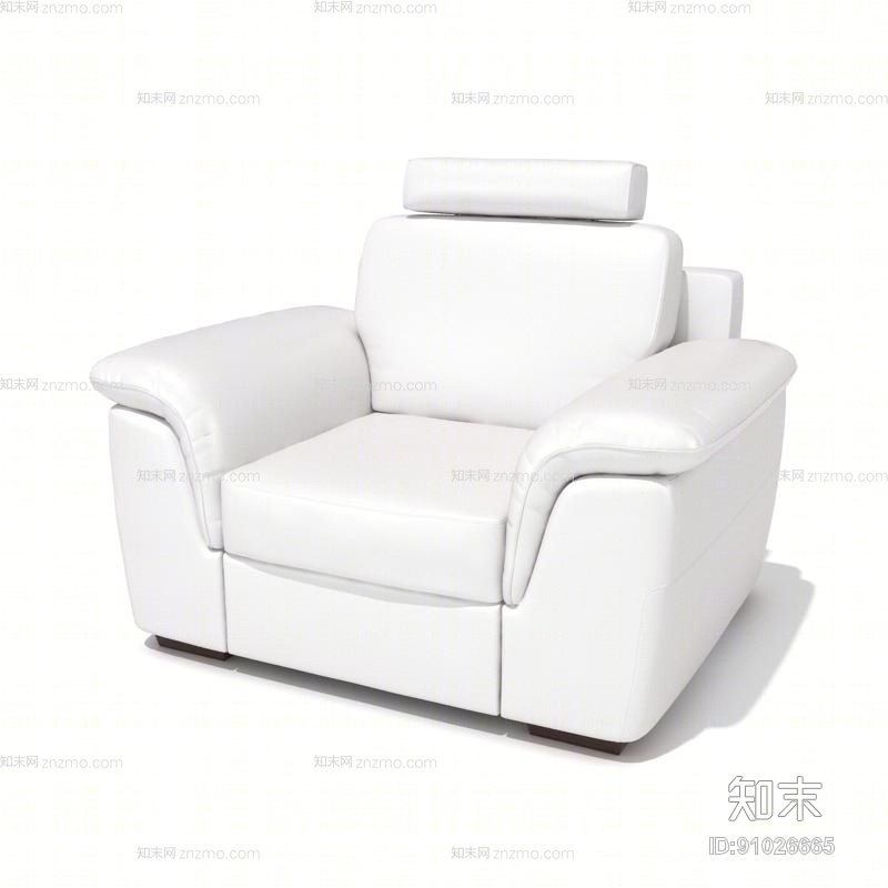 现代白色皮质单人沙发3D模型下载【ID:91026665】