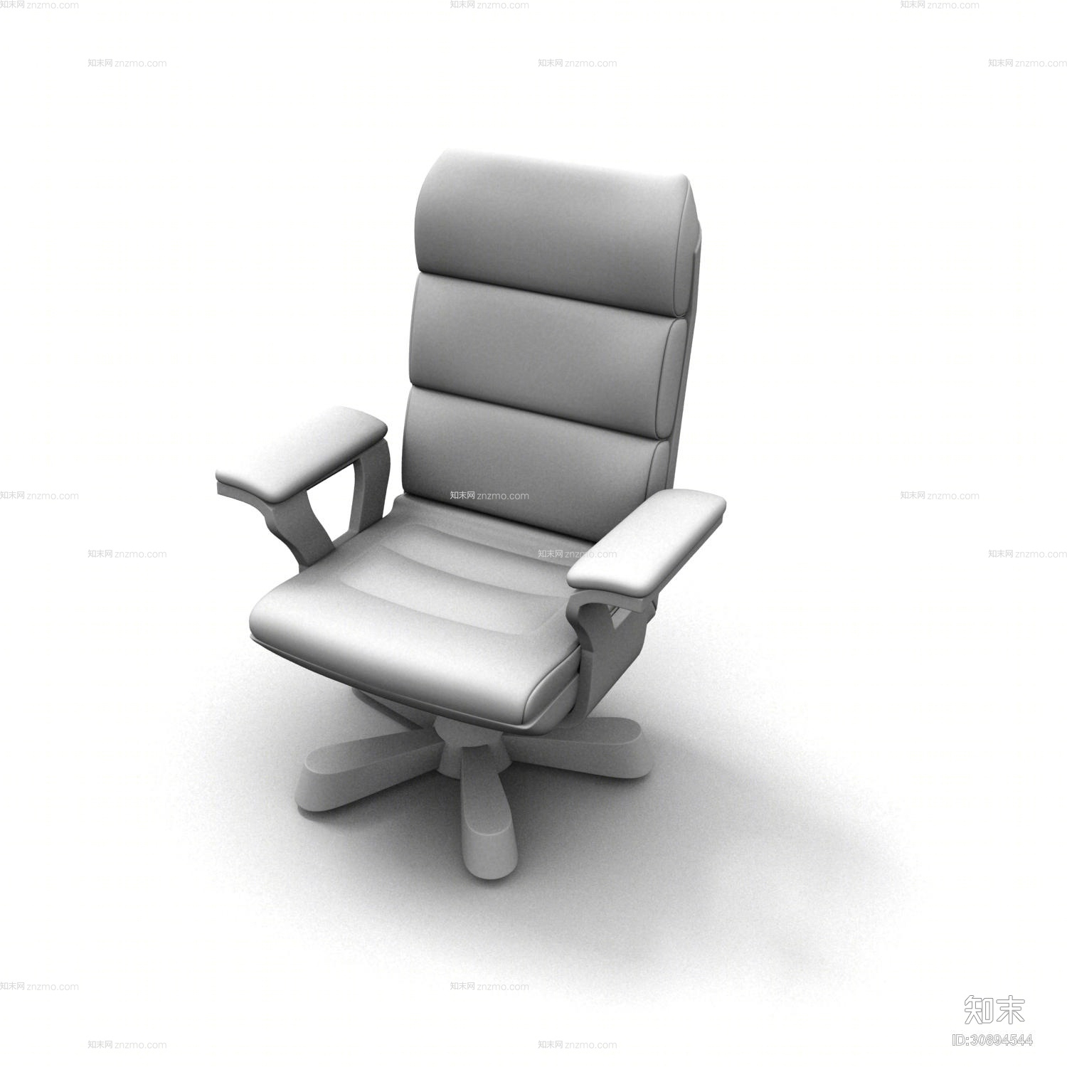 现代白模皮质扶手椅3D模型下载【ID:30894544】