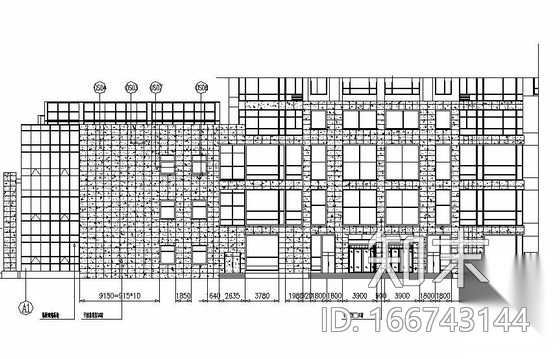 大连某大厦裙楼石材幕墙施工图cad施工图下载【ID:166743144】