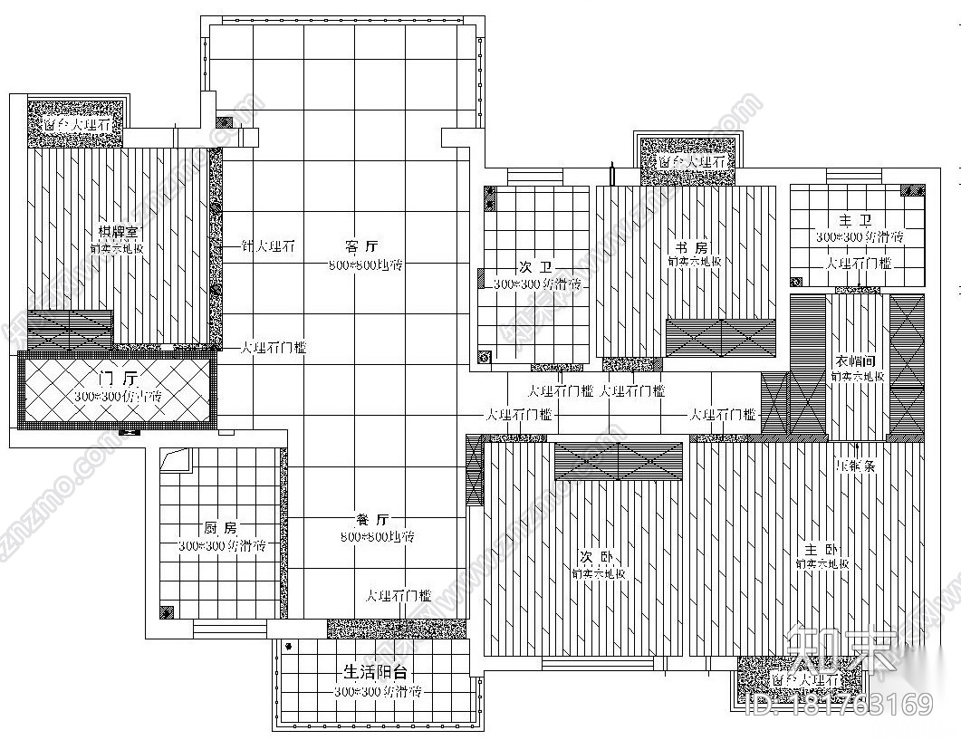 [上海]126㎡四居室内部装修全套施工图设计cad施工图下载【ID:181763169】