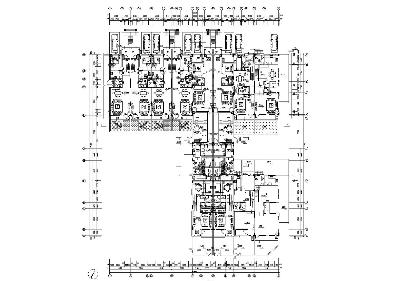 绿地汤山合院联排别墅建筑施工图cad施工图下载【ID:149888132】