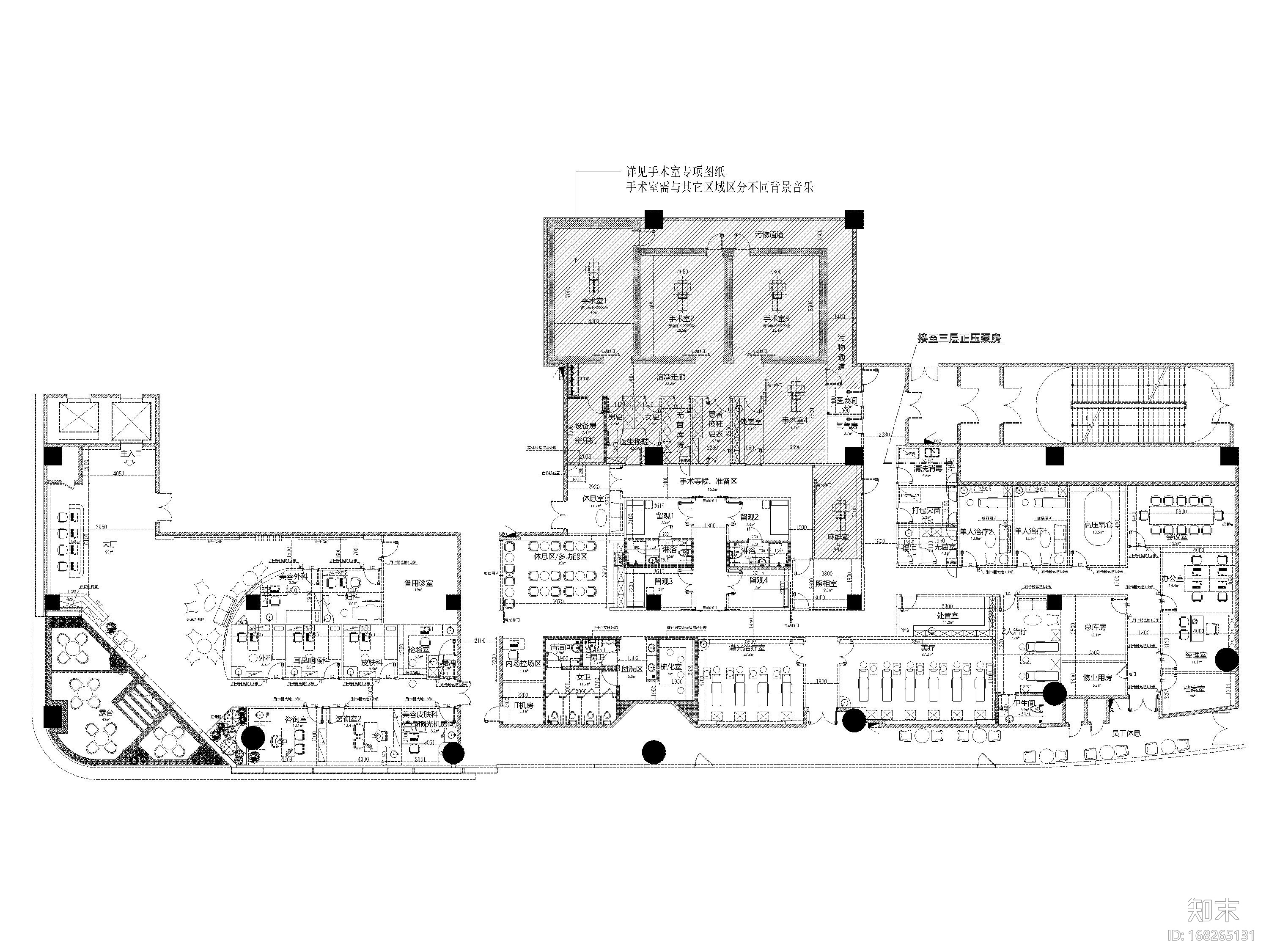 ​[上海]1400㎡光泽私立医院装修设计施工图施工图下载【ID:168265131】