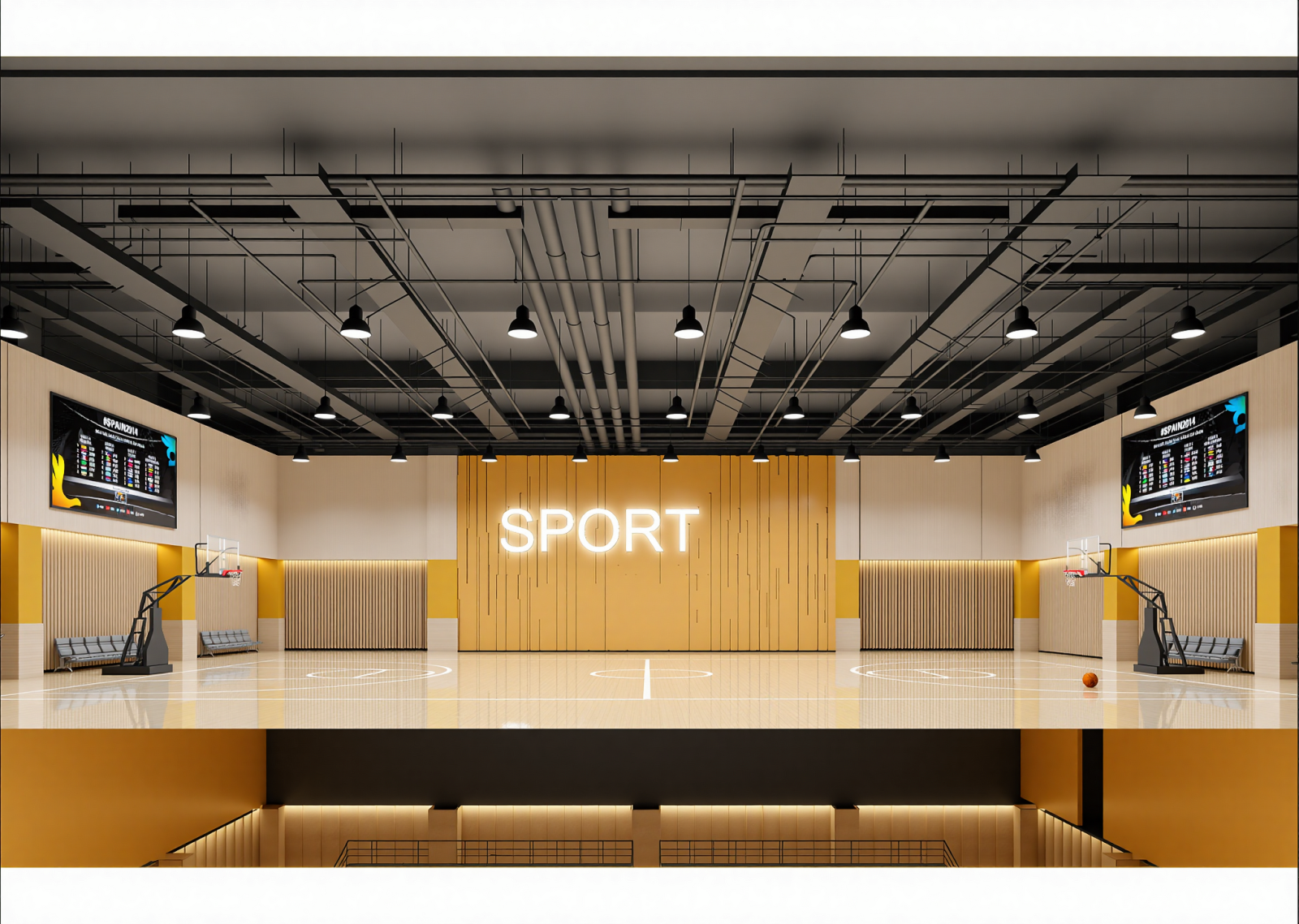 现代篮球场3D模型下载【ID:1215042167】