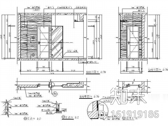 [东莞]三居样板房装修图cad施工图下载【ID:161919186】