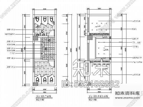 施工图办公层卫生间装修图cad施工图下载【ID:532102882】