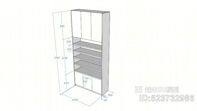 鞋陈列柜SU模型下载【ID:523732986】