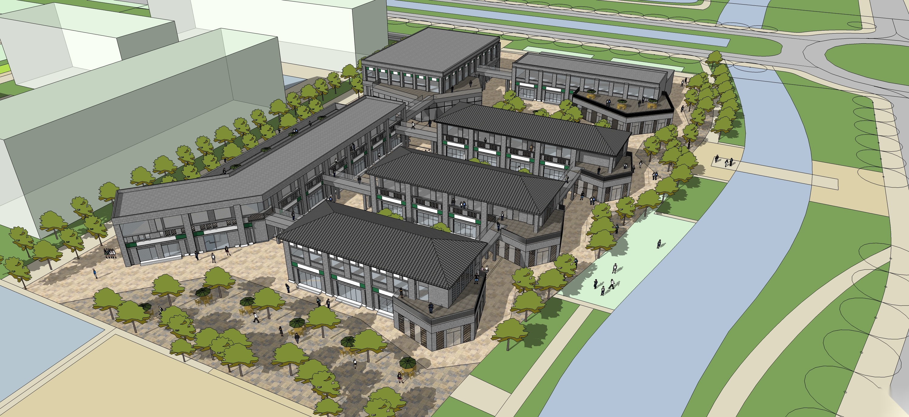 [河南]高校校园商业街建筑设计施工图（CAD）cad施工图下载【ID:167219164】