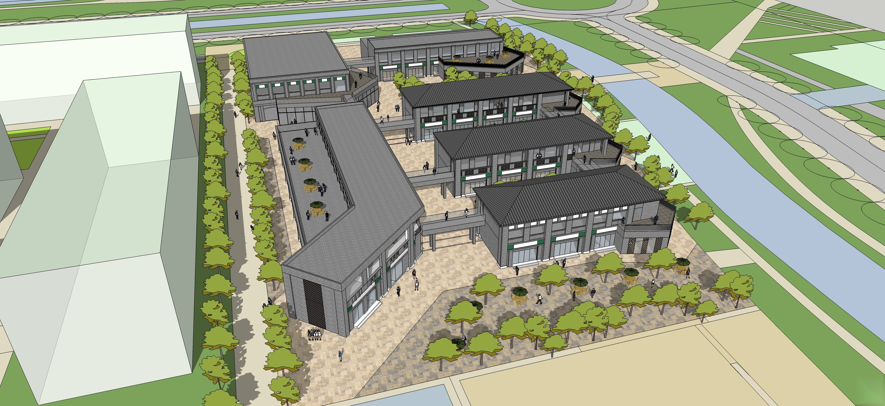 [河南]高校校园商业街建筑设计施工图（CAD）cad施工图下载【ID:167219164】