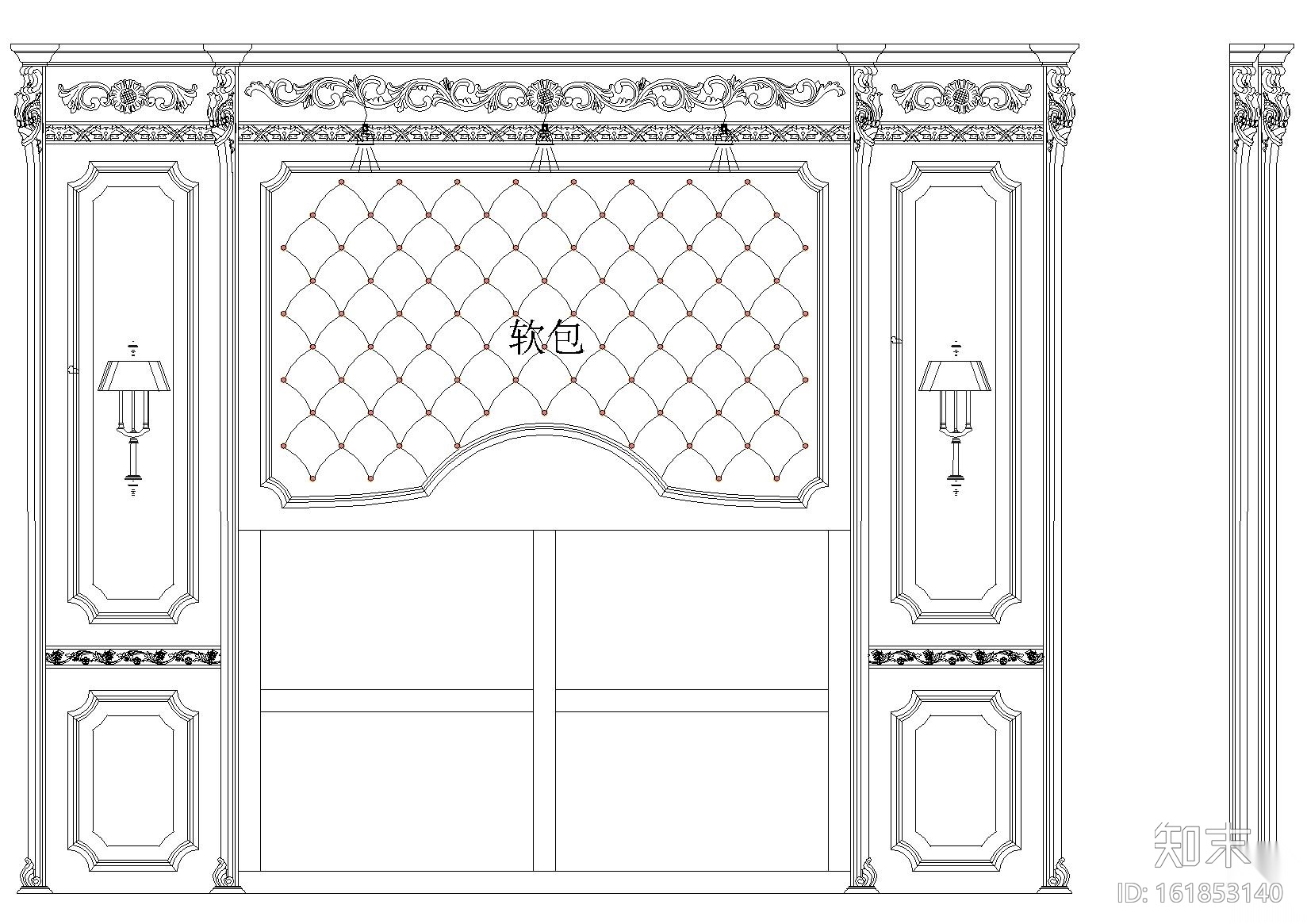 多种样式背景墙CAD图块cad施工图下载【ID:161853140】
