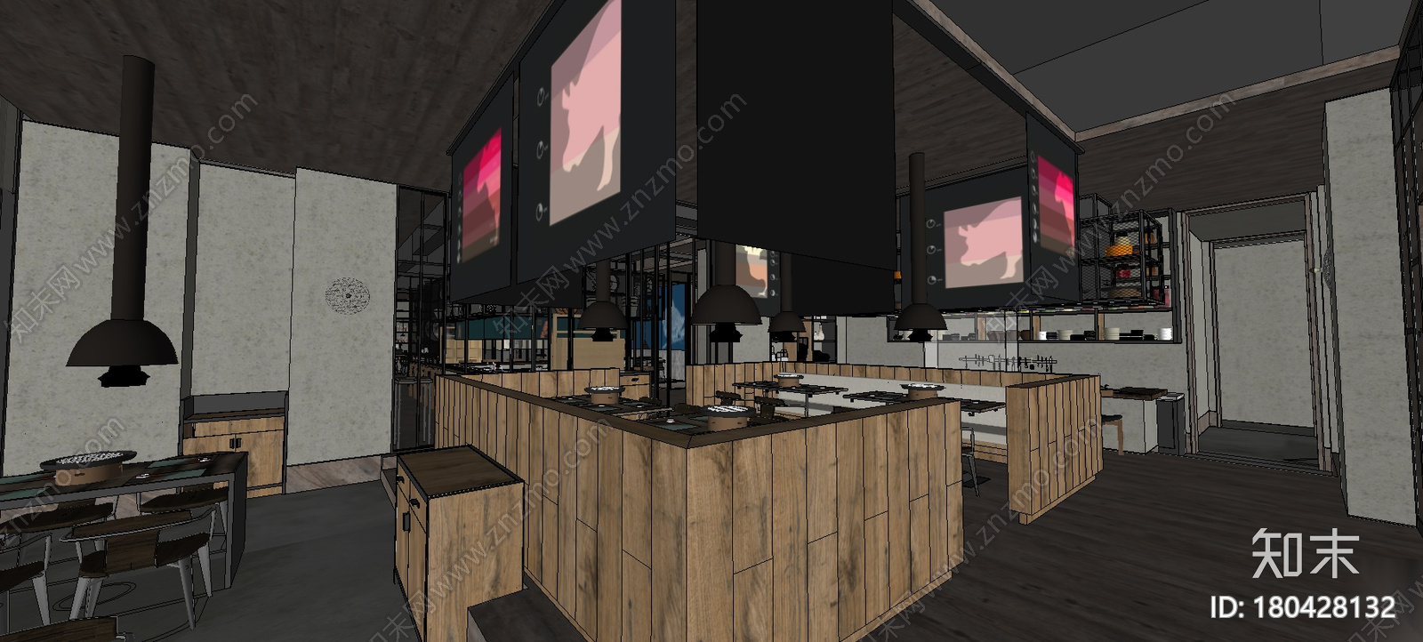 [广州]酒店餐厅室内装修设计施工图+SU模型施工图下载【ID:180428132】