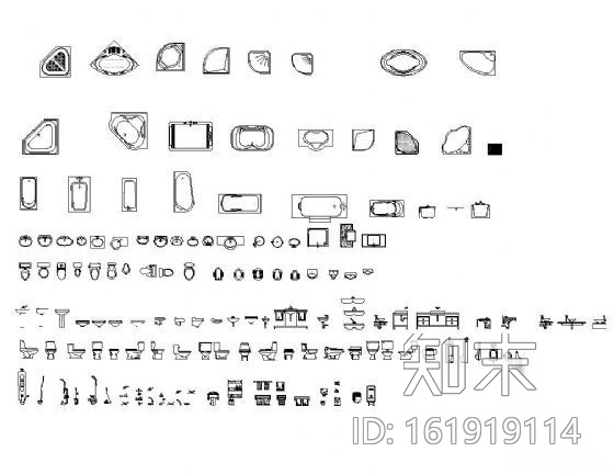 卫浴空间图块集cad施工图下载【ID:161919114】
