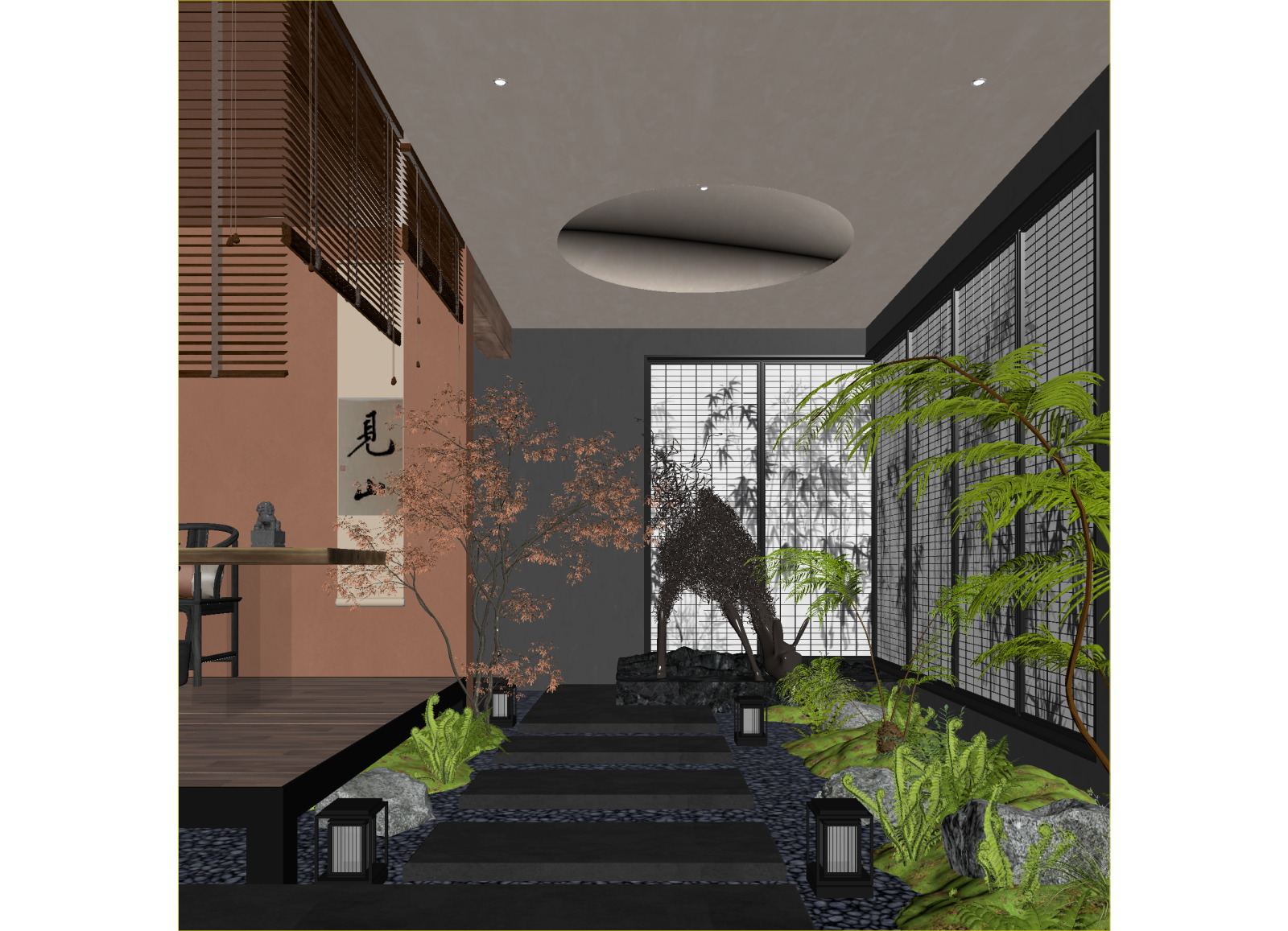 新中式茶室3D模型下载【ID:1214799433】