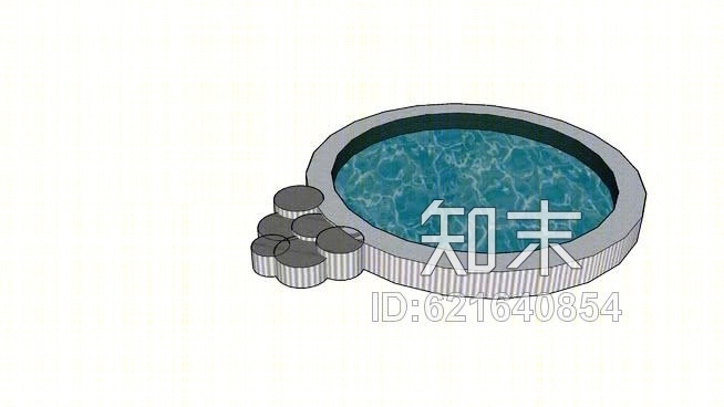 室外岩石楼梯池SU模型下载【ID:621640854】