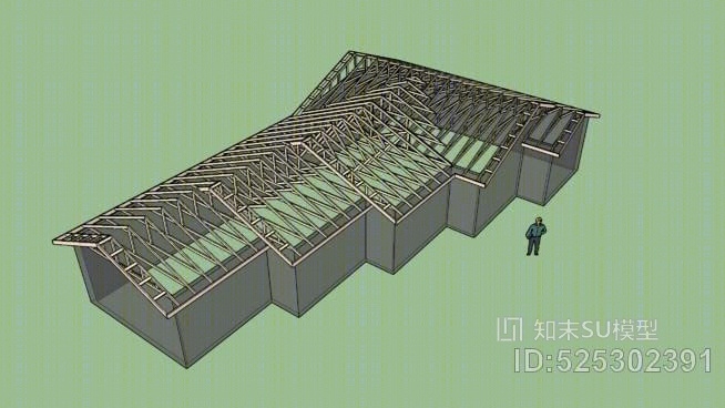 复杂桁架屋顶1SU模型下载【ID:525302391】