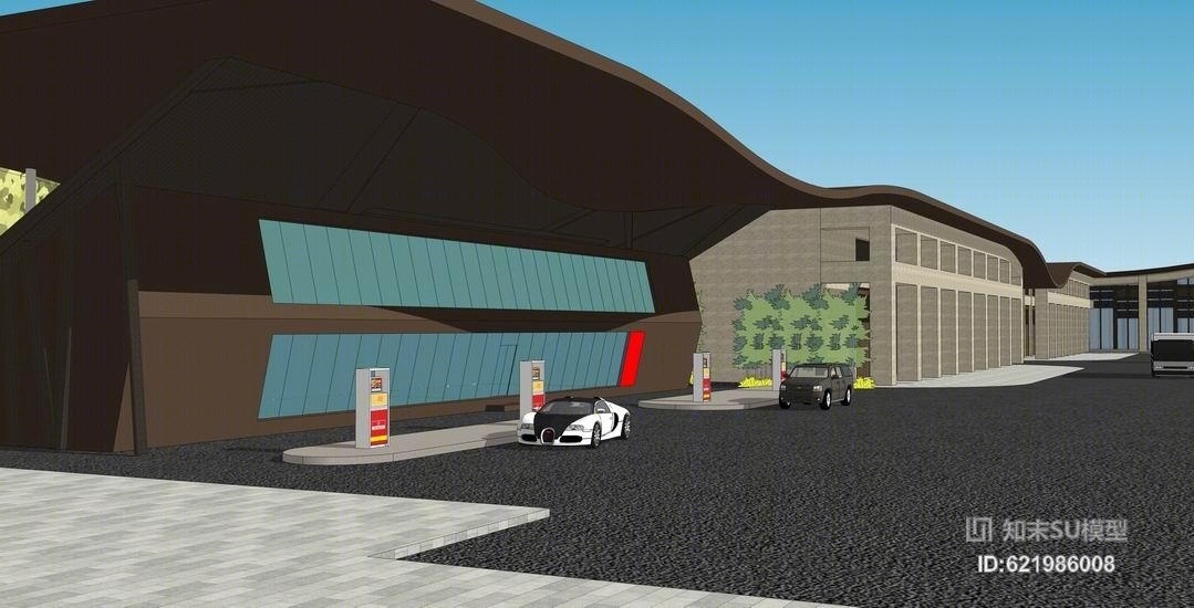 公交集散中心SU模型下载【ID:621986008】
