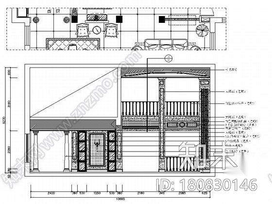 [上海]高端新古典欧式复式样板间装修施工图cad施工图下载【ID:180830146】
