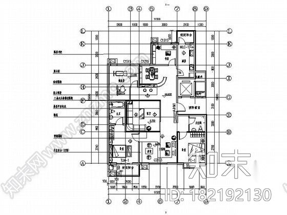 家庭工作室五居装饰装修图施工图下载【ID:182192130】