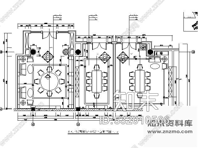 施工图酒店西餐厅VIP房设计装修图cad施工图下载【ID:532010566】