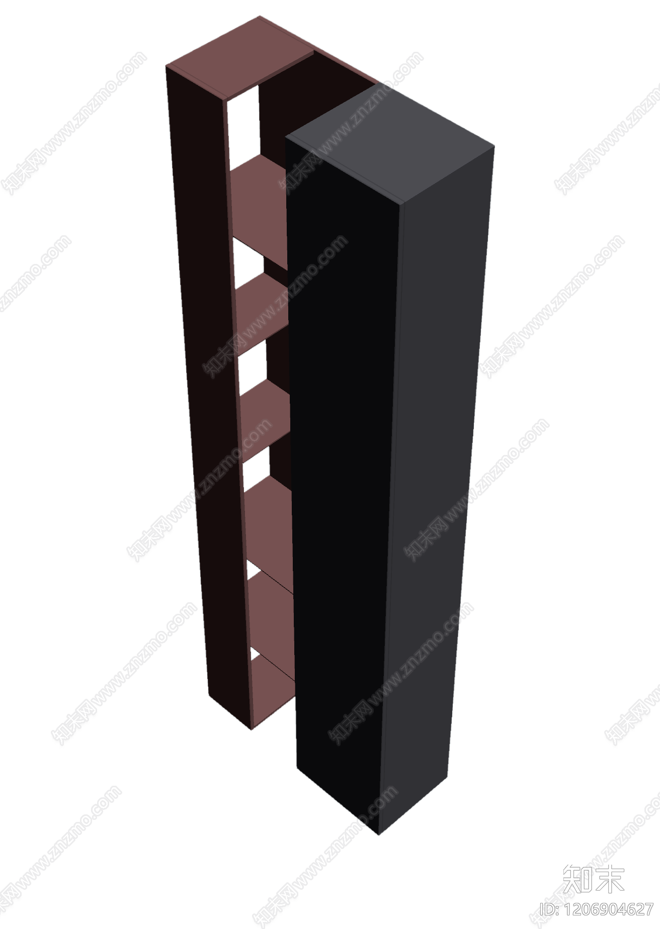 深色书柜组合体3D模型下载【ID:1206904627】