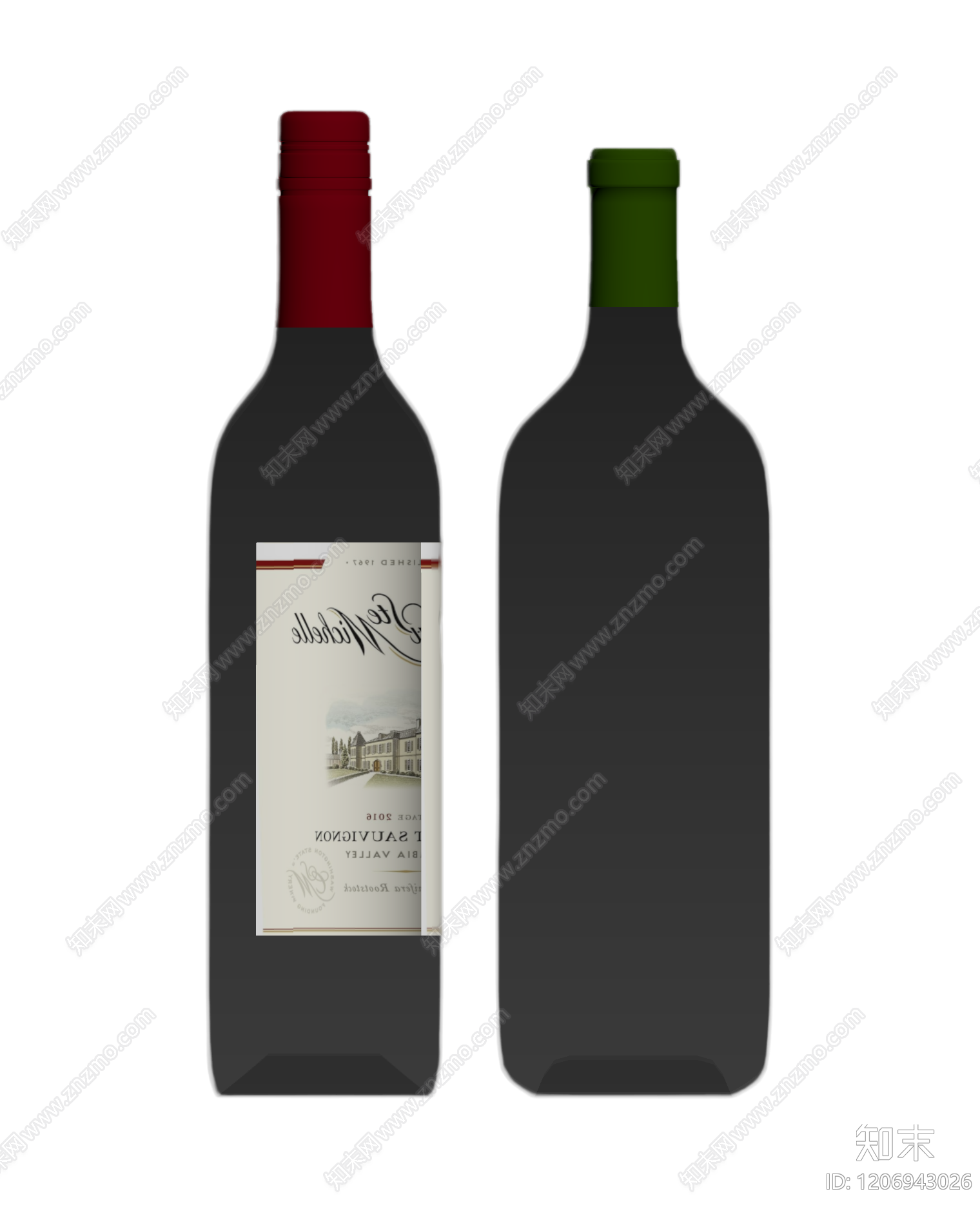酒瓶带标签装饰品3D模型下载【ID:1206943026】