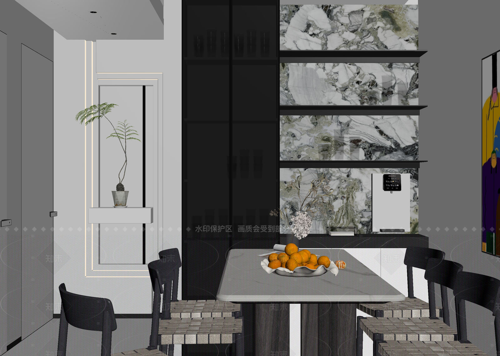 现代家居餐厅3D模型下载【ID:1214981106】