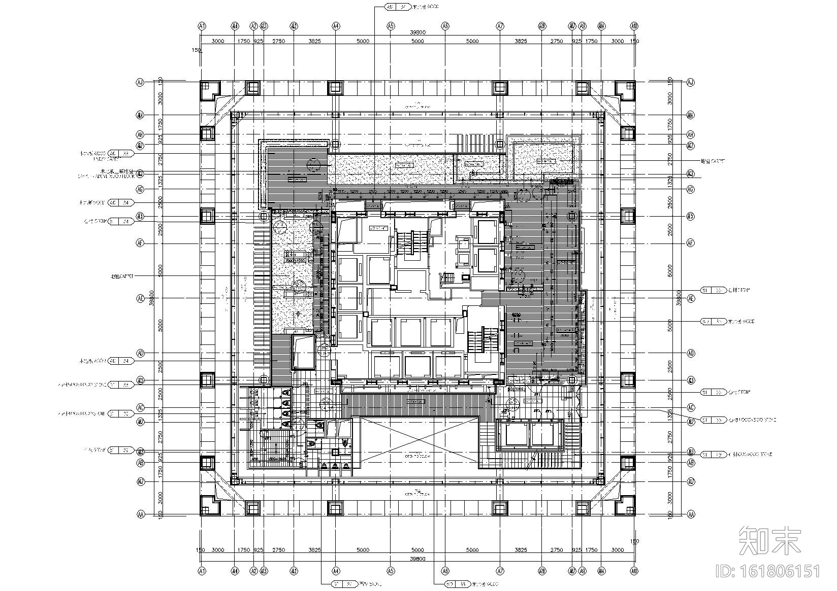 [北京]柏悦酒店六十一层休闲吧施工图+实景cad施工图下载【ID:161806151】