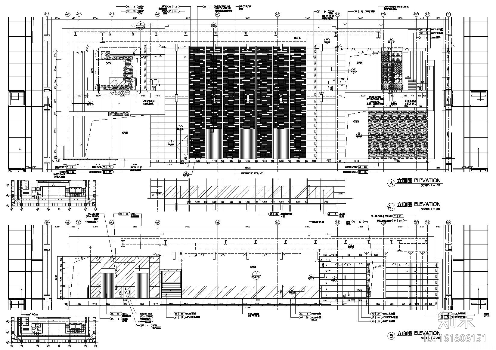 [北京]柏悦酒店六十一层休闲吧施工图+实景cad施工图下载【ID:161806151】