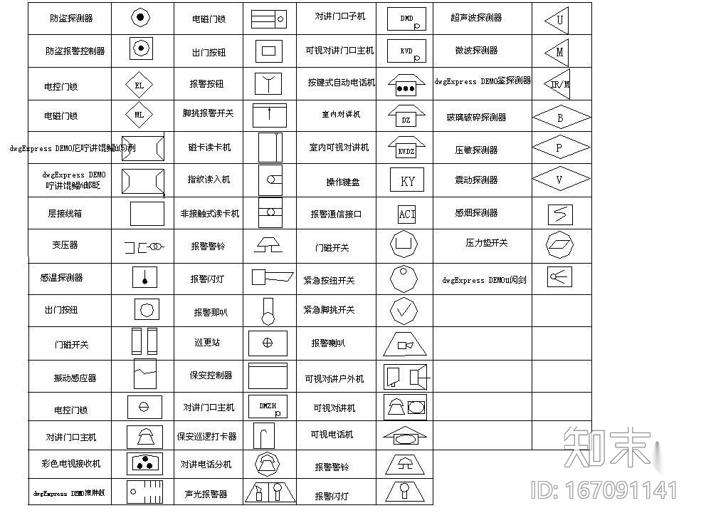 弱电施工图例集锦cad施工图下载【ID:167091141】