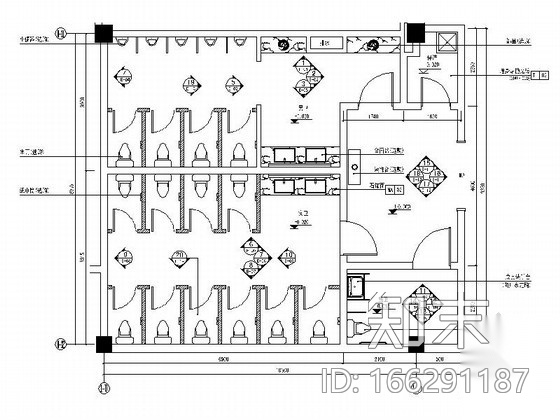 餐厅公共卫生间室内装修图施工图下载【ID:166291187】
