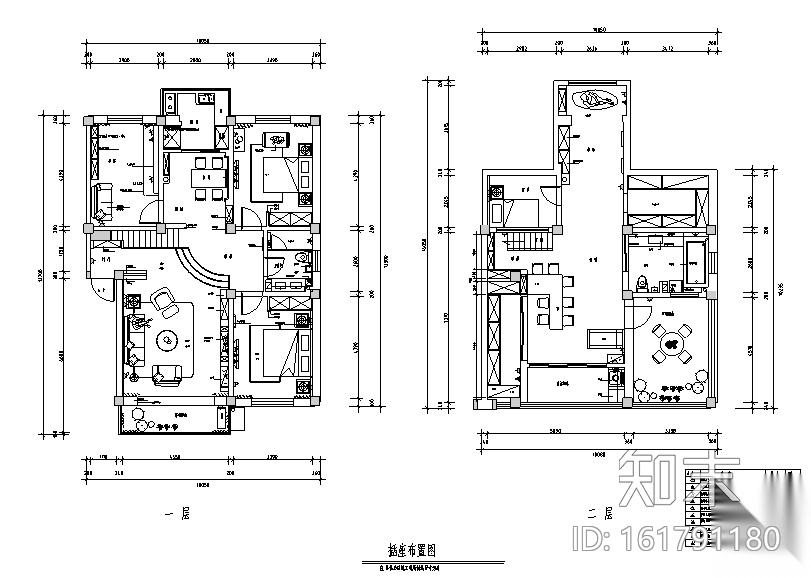 简美风格王府别墅设计施工图（附效果图）cad施工图下载【ID:161791180】