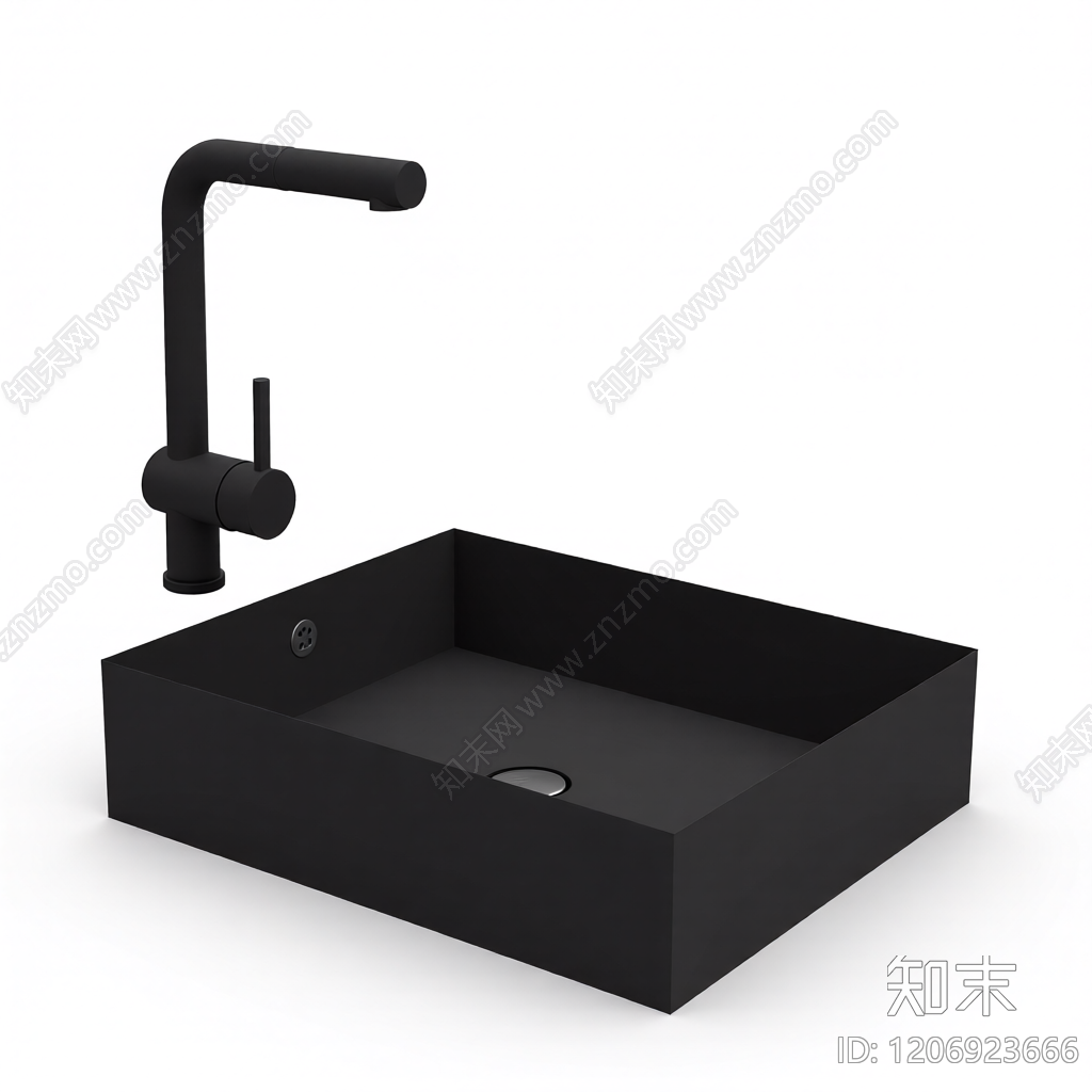 黑色水龙头与水槽组合3D模型下载【ID:1206923666】