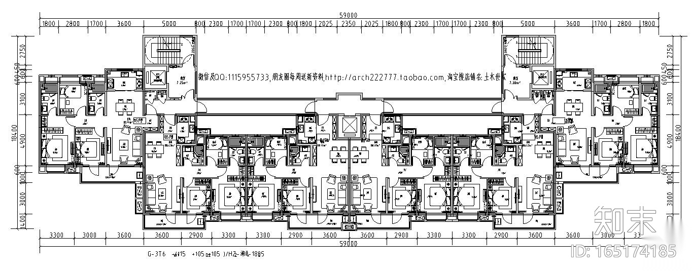 2019年外廊式百米高层标准化户型T4+T6户型施工图下载【ID:165174185】