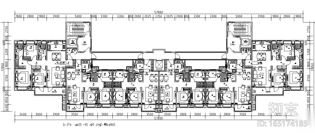 2019年外廊式百米高层标准化户型T4+T6户型施工图下载【ID:165174185】