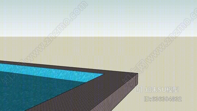 禁用带驾驶室和游泳池的门禁室SU模型下载【ID:636304832】