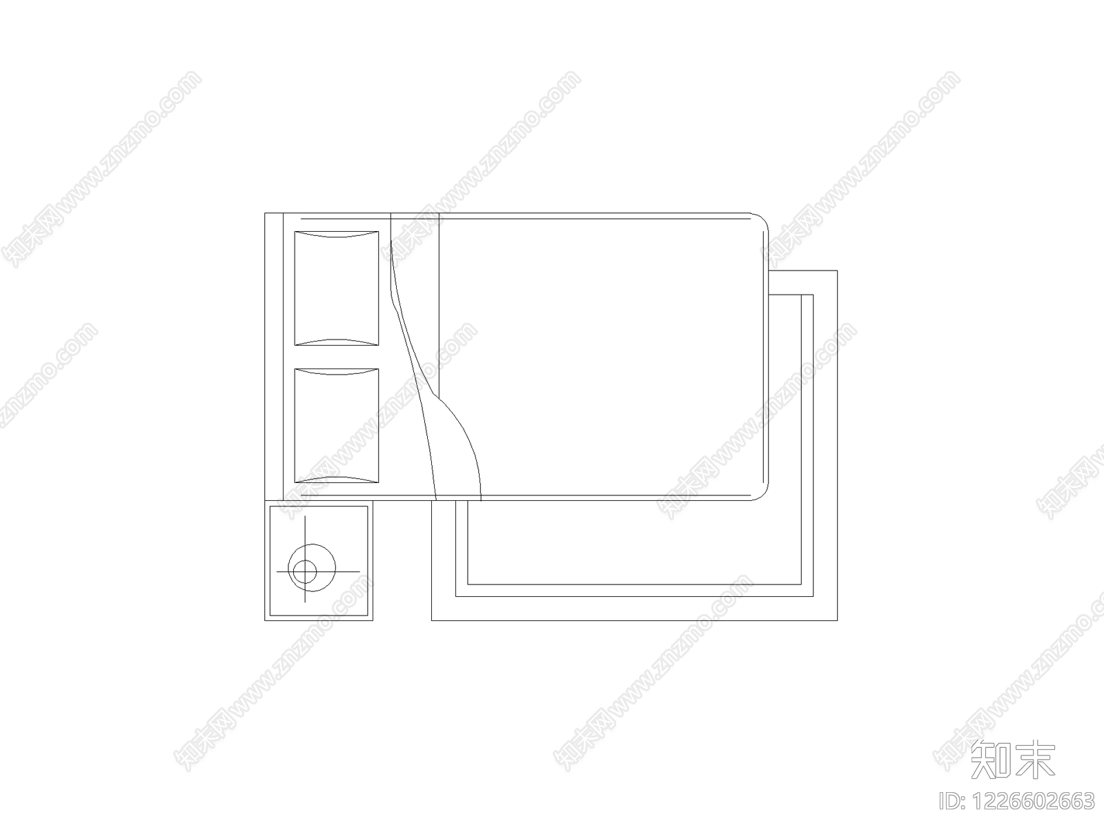 中式,现代床CAD图纸