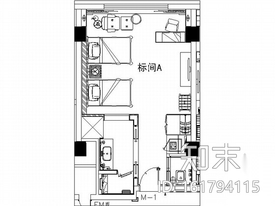 [西安]某豪华酒店标间室内装修图（含效果）施工图下载【ID:161794115】